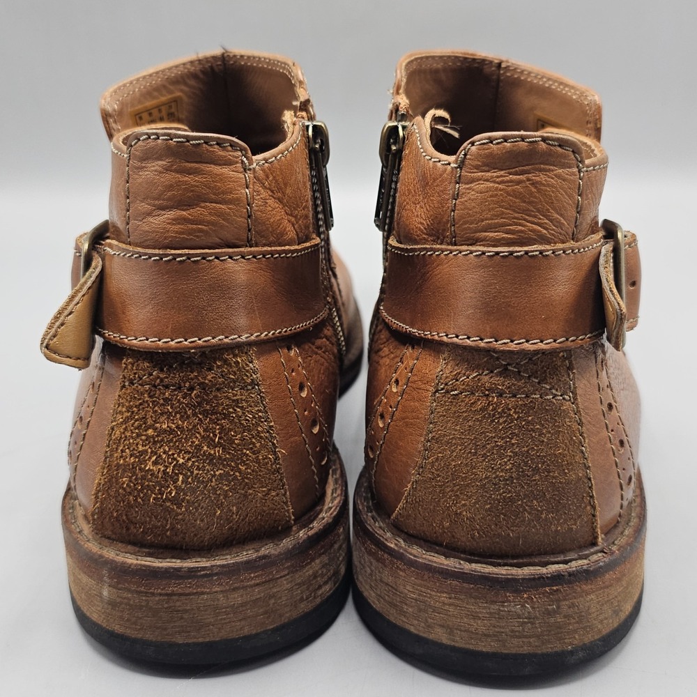 Clarks Clarkdale Leather Remi Dark Tan Burnished Boots Size 10.5 Buckle Side Zip - Picture 5 of 9